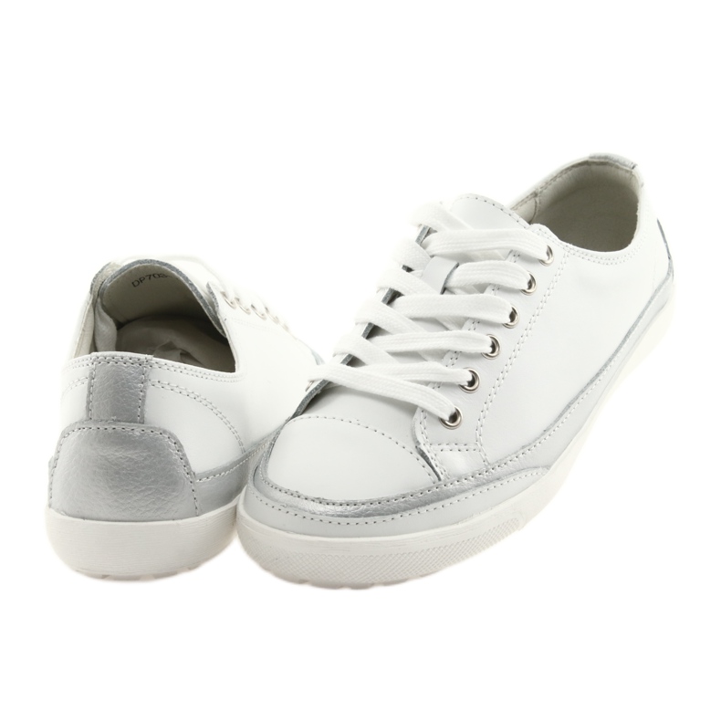 Scarpe sportive da donna, allacciate Filippo 703 bianco argento grigio 4
