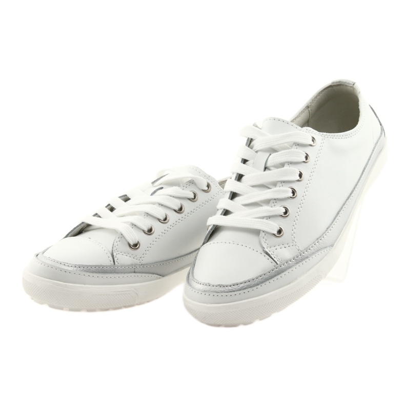 Scarpe sportive da donna, allacciate Filippo 703 bianco argento grigio 3