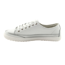 Scarpe sportive da donna, allacciate Filippo 703 bianco argento bianca grigio 2