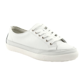 Scarpe sportive da donna, allacciate Filippo 703 bianco argento grigio 1