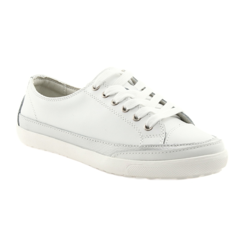 Scarpe sportive da donna, allacciate Filippo 703 bianco argento bianca grigio 1