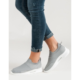 Calzature sportive in tessuto grigio 1