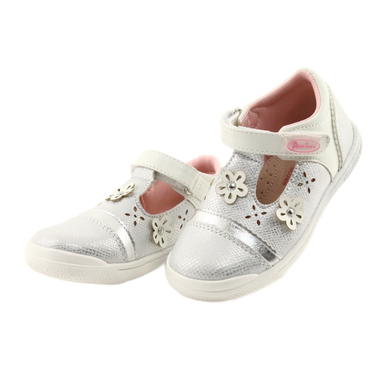 Ballerine damigella American Club GC20 bianca grigio 3