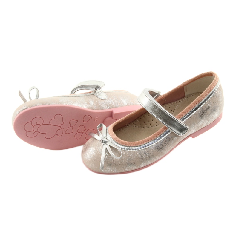 Ballerine décolleté con fiocco American Club GC18 grigio rosa 4