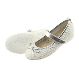 Ballerine in velcro American Club GC16 bianca grigio 4