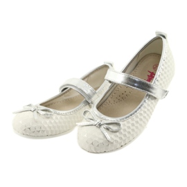 Ballerine in velcro American Club GC16 bianco grigio 3