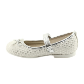 Ballerine in velcro American Club GC16 bianca grigio 2