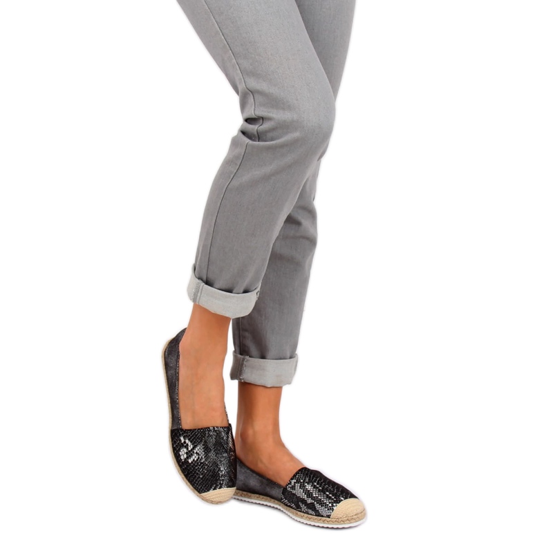 Espadrillas in pelle di serpente nere 68-64 Black nero 2