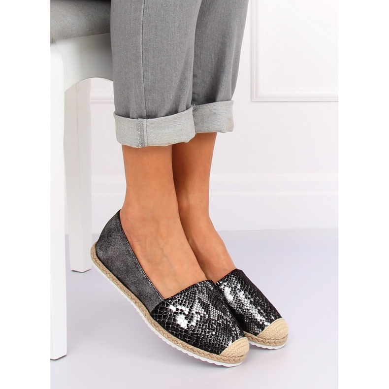 Espadrillas in pelle di serpente nere 68-64 Black nero 1