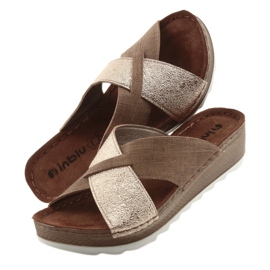 KOMFORT INBLU GX006 pantofole marrone / oro beige d'oro 5