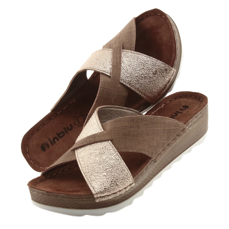 KOMFORT INBLU GX006 pantofole marrone / oro beige d'oro 5