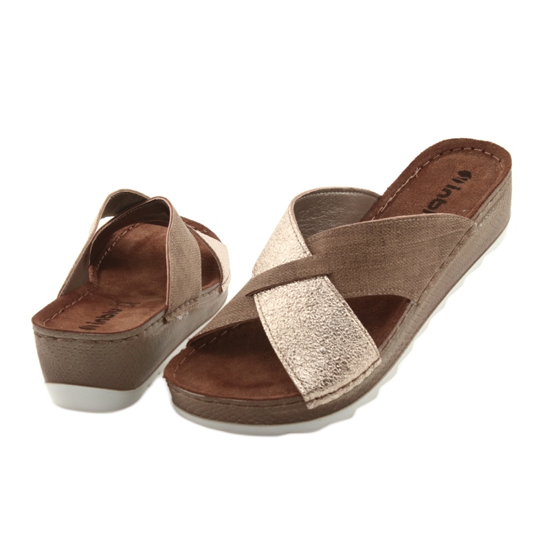 KOMFORT INBLU GX006 pantofole marrone / oro beige d'oro 4