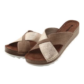 KOMFORT INBLU GX006 pantofole marrone / oro beige d'oro 3