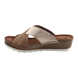 KOMFORT INBLU GX006 pantofole marrone / oro beige d'oro 2