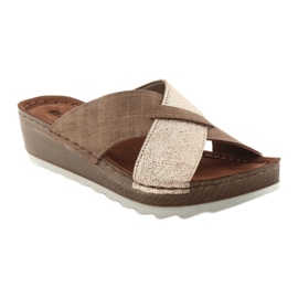 KOMFORT INBLU GX006 pantofole marrone / oro beige d'oro 1