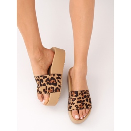 Pantofole marroni con suola alta N-32 Leopard marrone 2