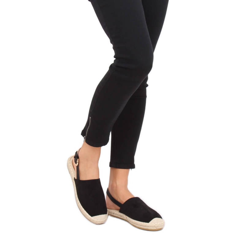 Espadrillas nere con tacco aperto nere HH-119 Black nero 1