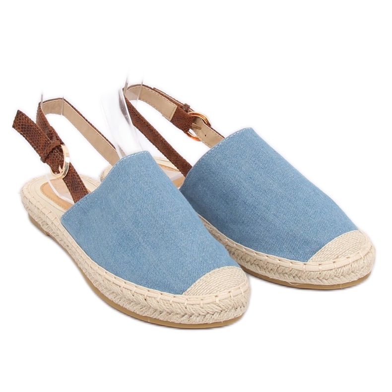 HH-119 BLU / CAMMELLO espadrillas blu con tacco aperto 2