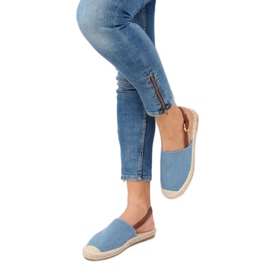 HH-119 BLU / CAMMELLO espadrillas blu con tacco aperto 1