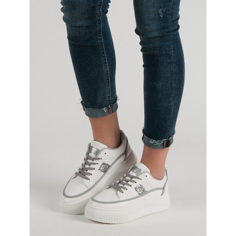 Creepers bianche con glitter bianco 2