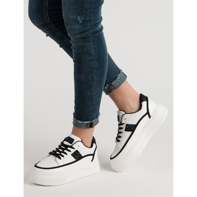 Creepers bianche con glitter bianco 1