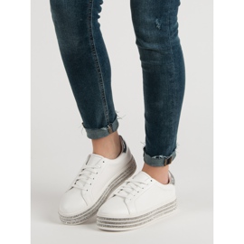 Scarpe sportive con cristalli bianco 1