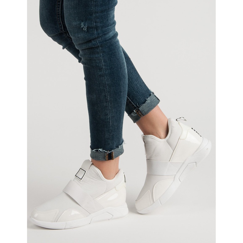 Sneakers slip-on con zeppa bianco 1