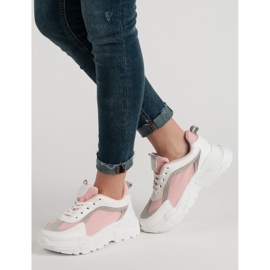 Scarpe sportive da donna bianca rosa 1