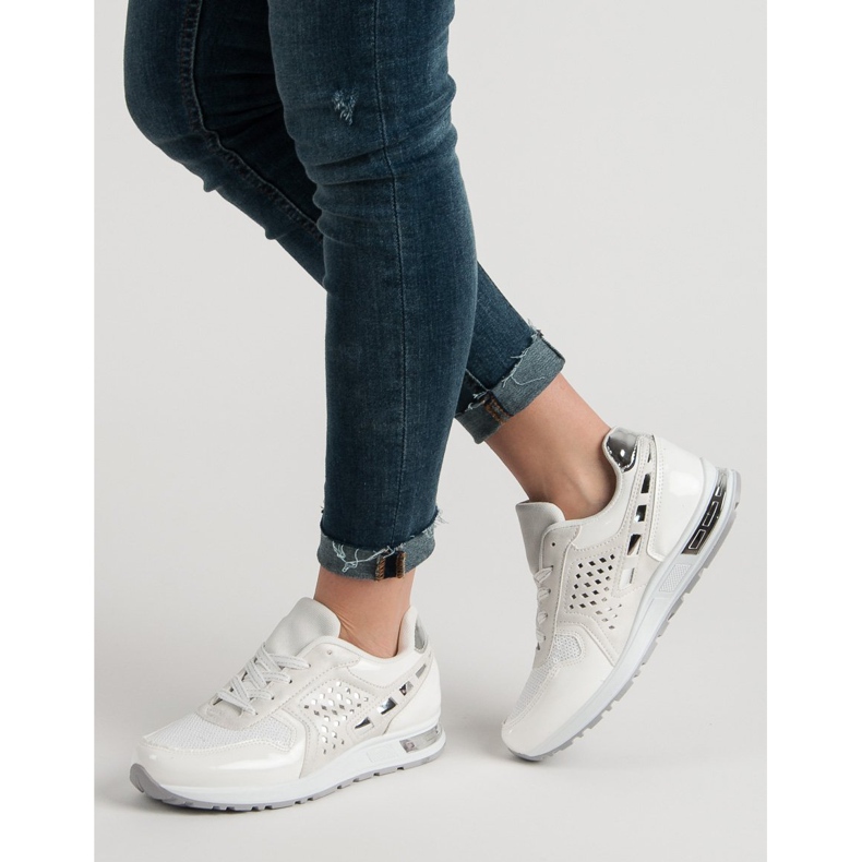 Scarpe sportive con paillettes bianca 1