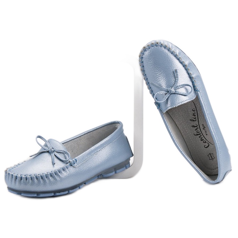 Filippo Mocassini In Pelle Con Fiocco blu 1