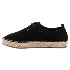 Ideal Shoes Espadrillas con lacci nero 1