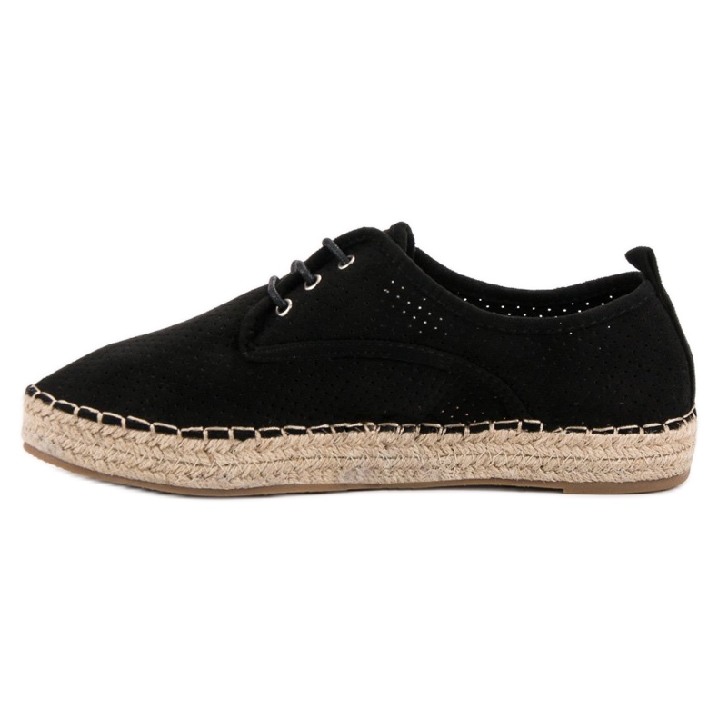 Ideal Shoes Espadrillas con lacci nero 1