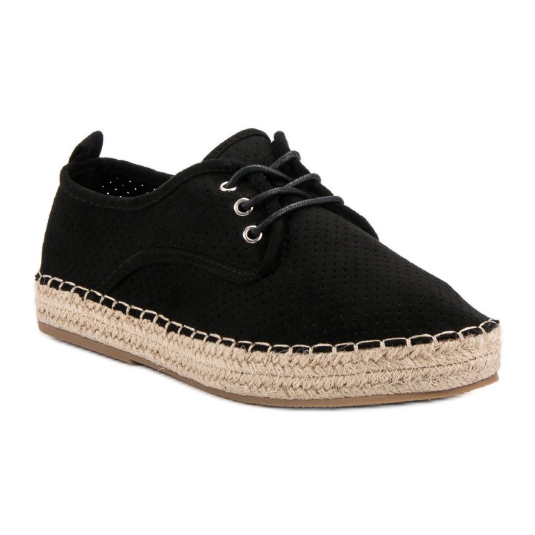 Ideal Shoes Espadrillas con lacci nero 2