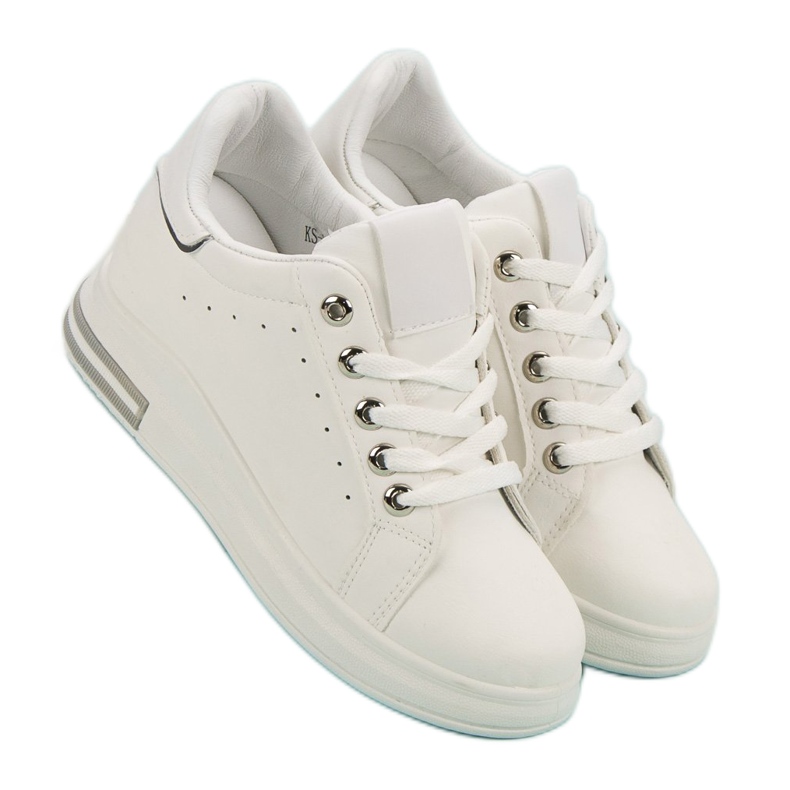 Sneakers bianche con zeppa bianco 2