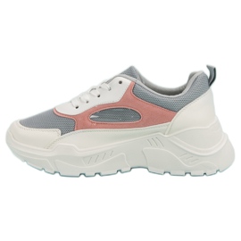 Scarpe Da Ginnastica Sulla Piattaforma bianca grigio rosa 1