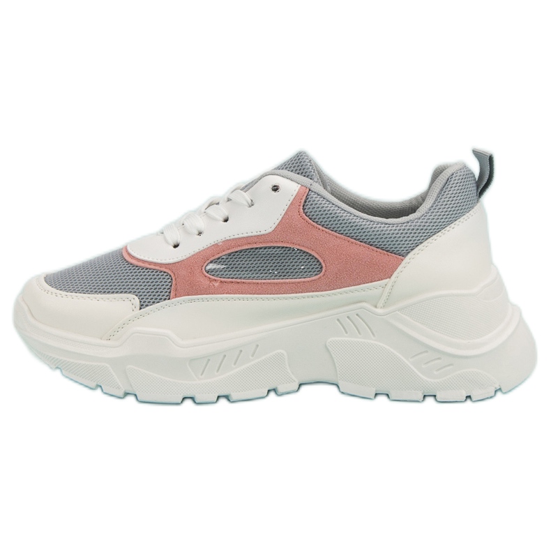 Scarpe Da Ginnastica Sulla Piattaforma bianca grigio rosa 1