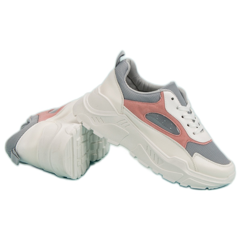 Scarpe Da Ginnastica Sulla Piattaforma bianco grigio rosa 2