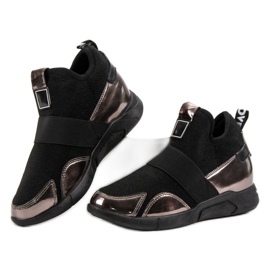 Sneakers slip-on con zeppa nero 1