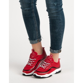 Scarpe sportive in tessuto rosso 2
