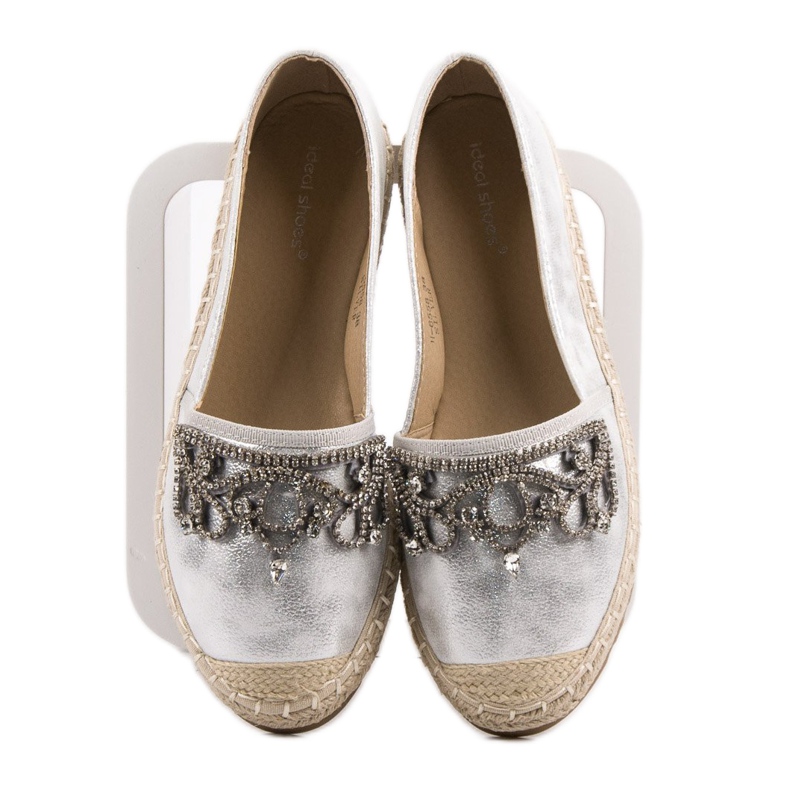 Ideal Shoes Espadrillas d'argento con ornamenti grigio 1