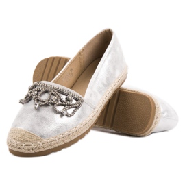 Ideal Shoes Espadrillas d'argento con ornamenti grigio 2