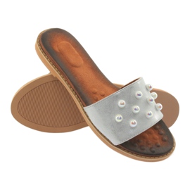 M.Daszyński Flip -flip da donna 1837 decorati con perle grigie grigio 4