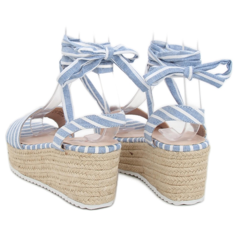 Sandali in tela blu GG-68P LT.BLUE bianco 1