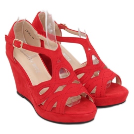 Sandali rossi con zeppa LM-002 Rosso 1