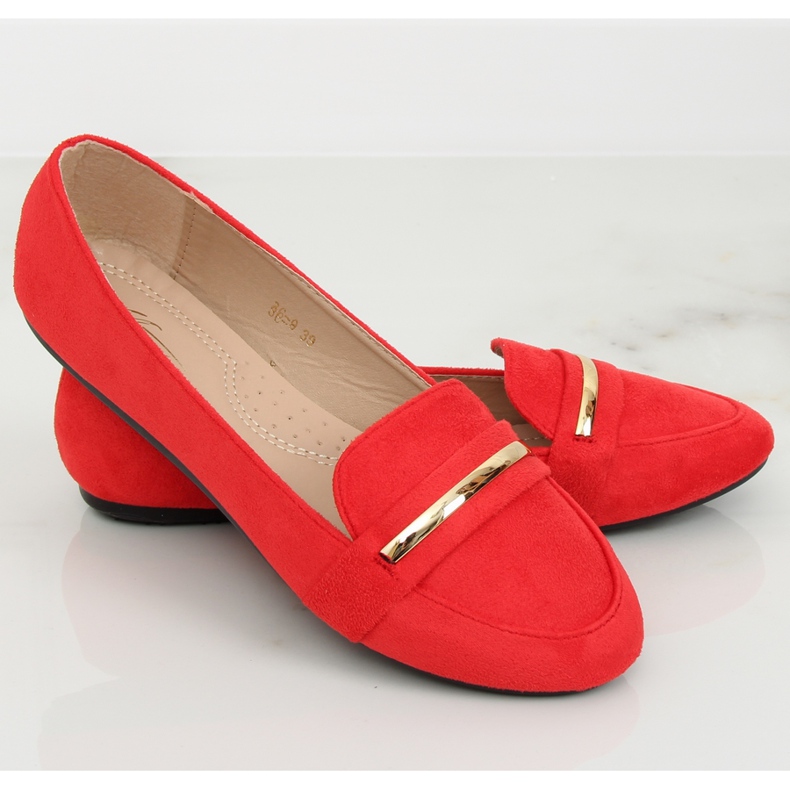 Mocassini da donna rosso 3C-9 rosso II-GAT 1