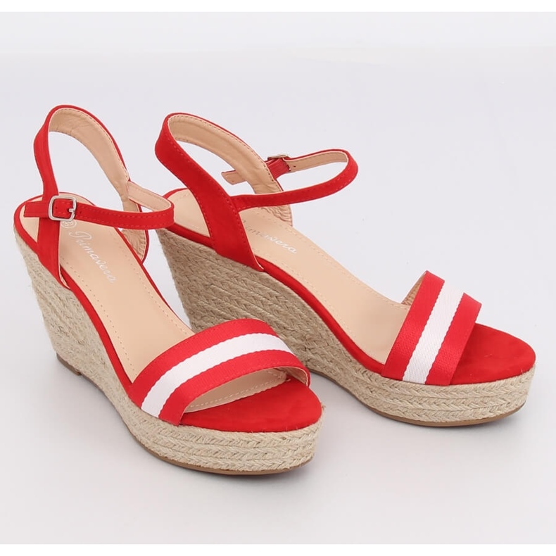 Espadrillas rosse su zeppe, rosso 9072 Rosso 1