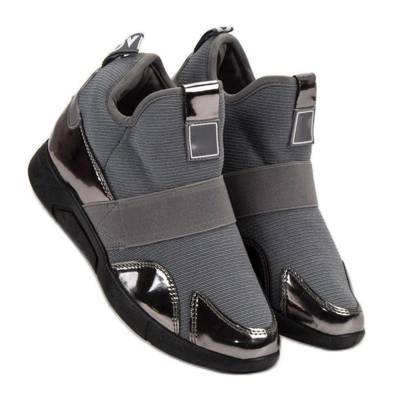 Sneakers slip-on con zeppa grigio 1