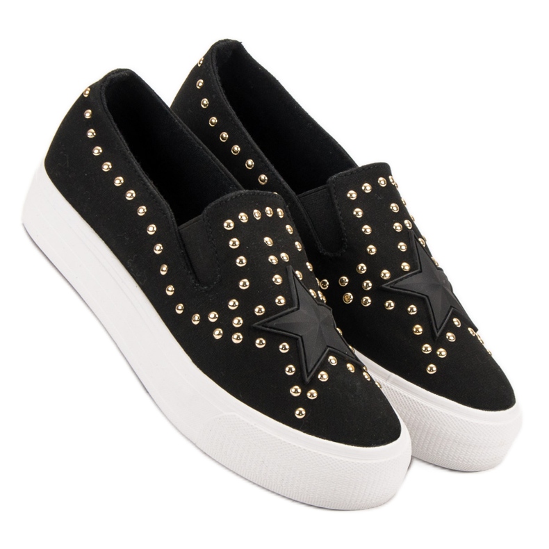 J. Star Sneakers Slip On Con Una Stella nero 2