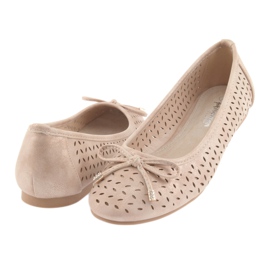 Ballerine da donna American Club LU13 beige dorato d'oro 4