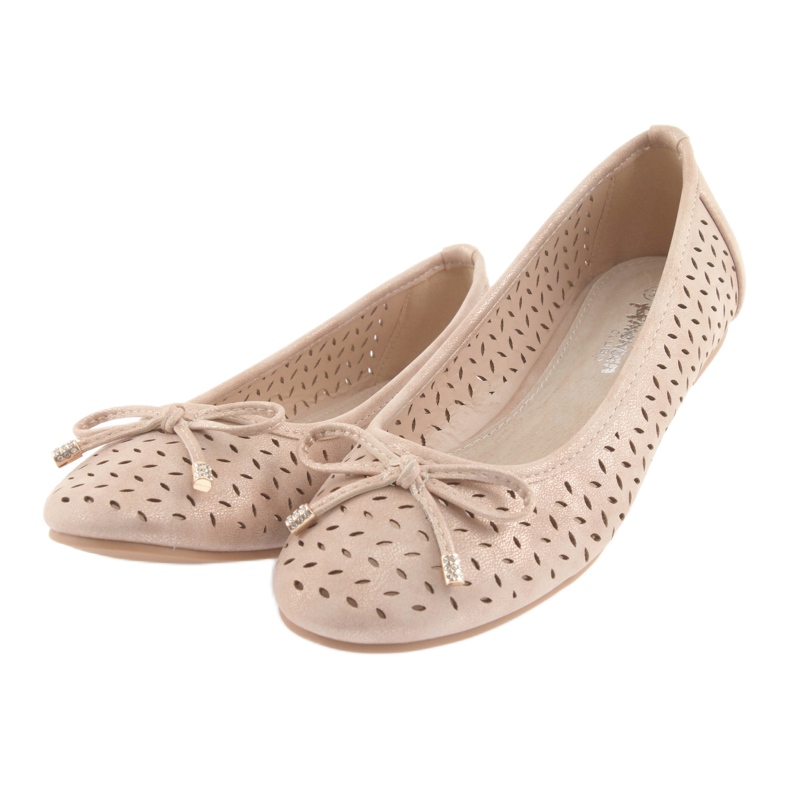 Ballerine da donna American Club LU13 beige dorato d'oro 3